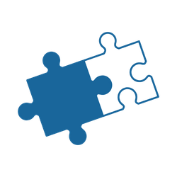 Collaborazione Icona di un puzzle blu che simboleggia la collaborazione all'interno del team dell'Ospedale Veterinario Croce Azzurra